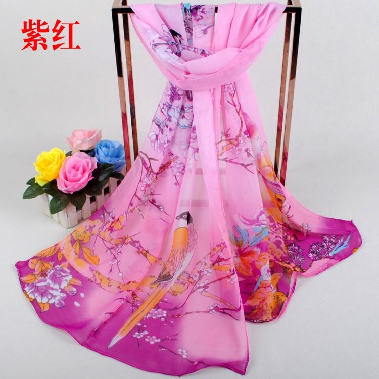 Glücksbringer Vogel Damen Chiffon Langer Seidenschal, Kleiner Garnschal, Kleines Geschenk.