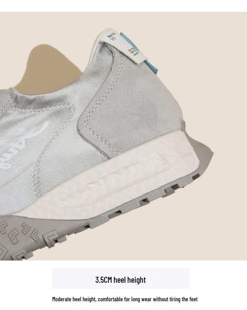 Women's 7cm Hidden Heel Leather Ballet Training Shoes - Breathable Soft Sole Height-Increasing Casual Sneakers