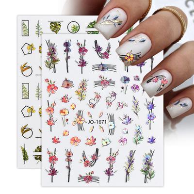 Nail Sticker Self-Adhesive Waterproof Multiple Styles Sparkling Flower Type Fingernail Sticker DIY Nail Art Nail Supplies