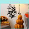 Moderner Minimalistischer PVC Schwarz-Weiß Totenkopf Blume Wandaufkleber für Halloween Wohnzimmer und Schlafzimmer Dekoration