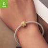 S925 Sterling Silver Plated 14K Gold Leaf Beaded Accessories Romantic Autumn Leaf Inlaid Zircon Beads Loose Beads