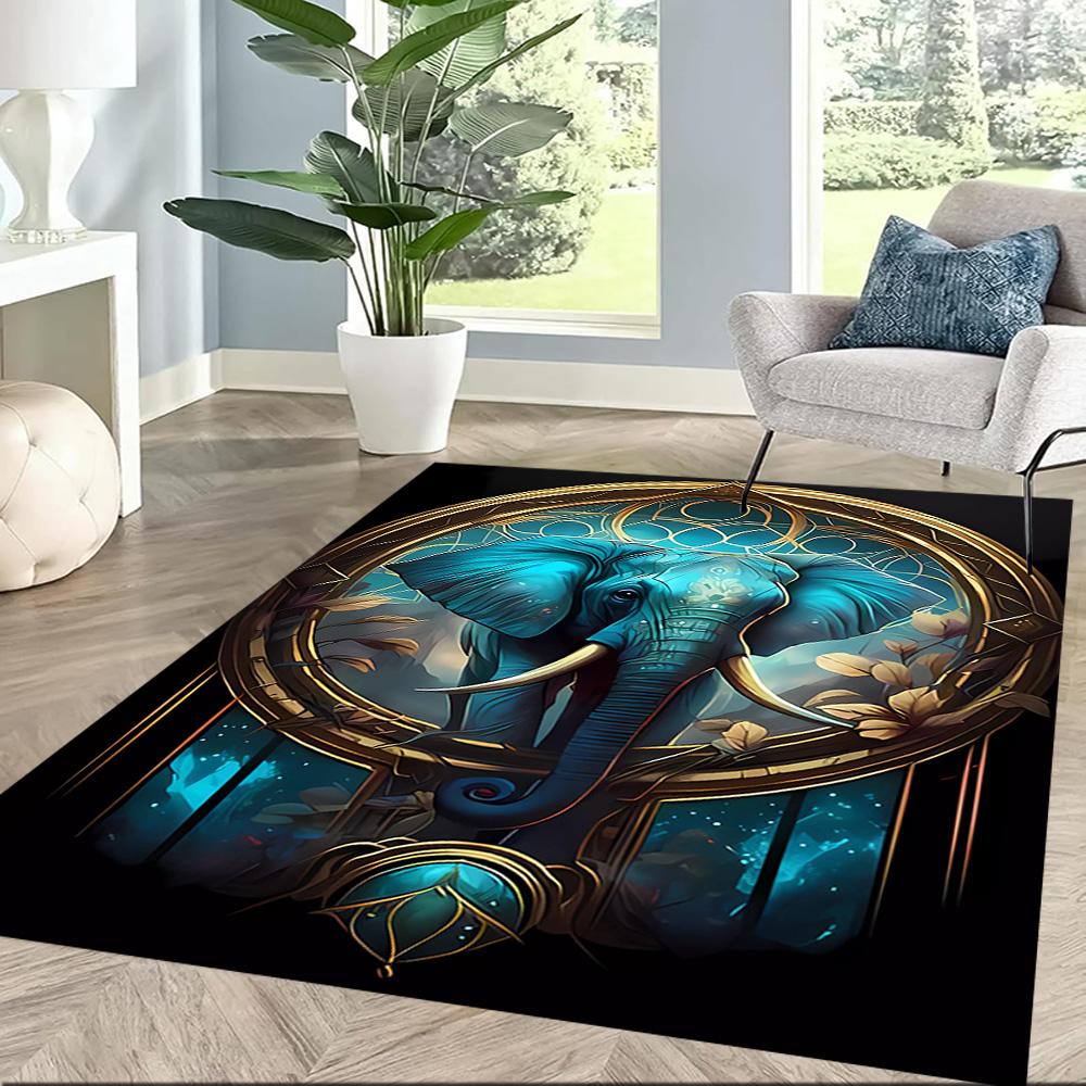 Colorful Elephant Artwork Floor Mats for Living Room, Bedroom and Room Decoration Are Suitable for Gifts.