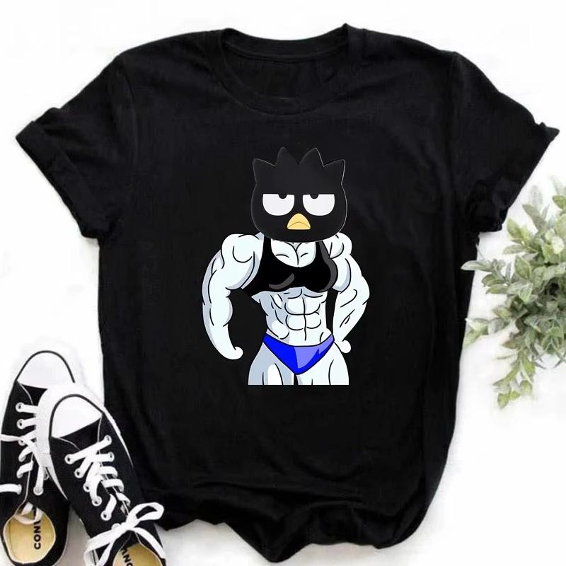 Muscle Sanrioes Womens TShirt Anime HelloKitties Cinnamon Kuromis Fun Model Cartoon Clothing Casual Cotton Couples TShirt