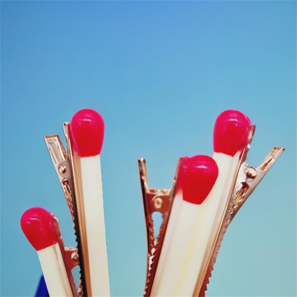 Barrettes Hair Clip Match Matchstick Funny Stool Flat Clip Matchstick Hairpin Stool Prank Hair Clip for Bunches