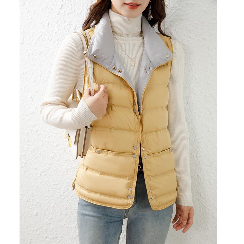 Stand-up collar, light down jacket, women's vest, short model, new autumn and winter, rubber-pressed down vest, vest, vest jacket tide