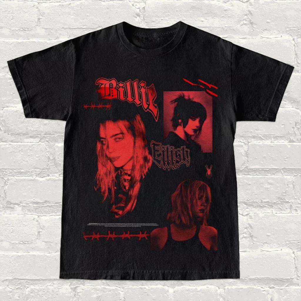 Retro Billie Eilish Tshirt Dark and Trendy Style Unisex Loose Cotton Suitable for Couples and Streetwear T Shirts