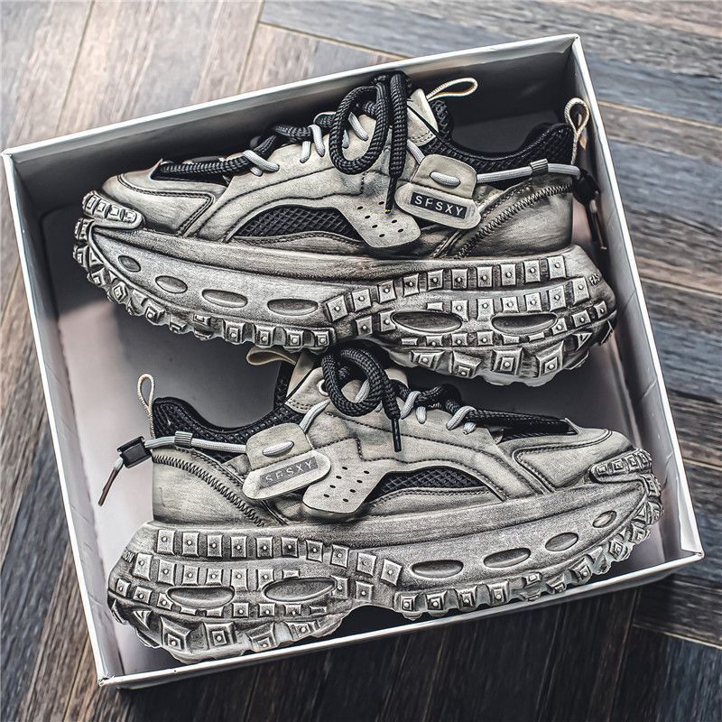 Men's Shoes Are Fashionable and Versatile, and the Thick Sole Increases the Height of Forrest Gump Shoes. 2025 Spring New Dad Shoes Are Breathable Spo