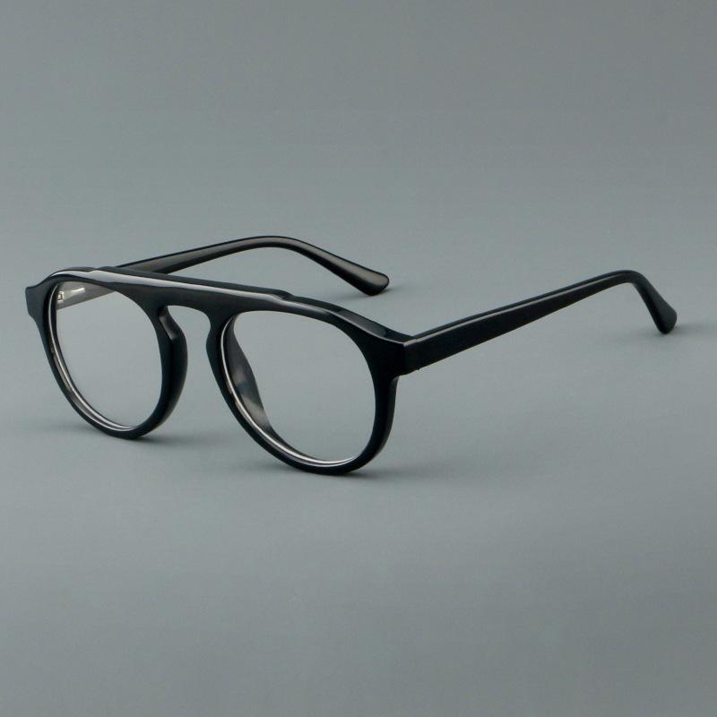 F·DRACON Plate Eyeglass Frame Retro Double Beam Fashion Men s Eyeglass Frame New Round Optical Prescription Frame Women 30119 C1
