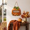 Natural Hemp Rope Hanger Autumn Pumpkin Gnome Welcome Sign for Front Door, Rustic Wood Hanging Wooden Door Decor Ornament with Fall Harvest Home Porch