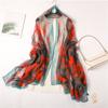 Large Size Flower Simulation Silk Commuting Sunscreen Light Luxury Silk Scarf Large Shawl Soft Yarn Scarf Temperament Pattern Scarf Women