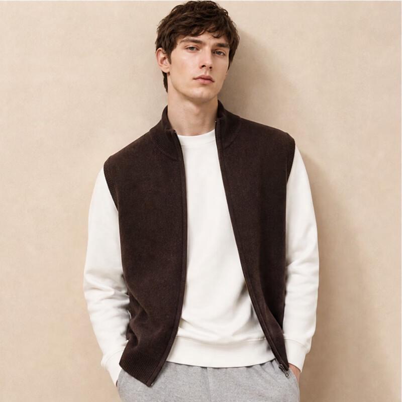 JOW Men's Premium Wool-Cashmere Blend Stand-Collar Sleeveless Vest