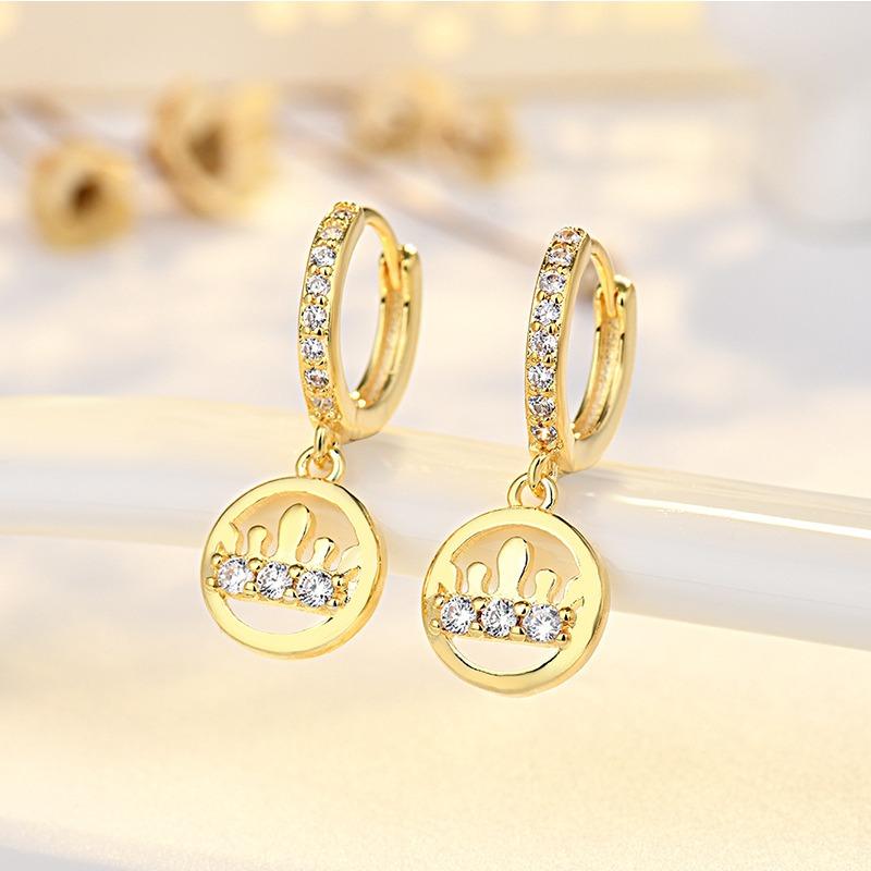 Crown Zircon Earrings for Women Light Luxury Style Short Tassel Earrings Earrings Earrings