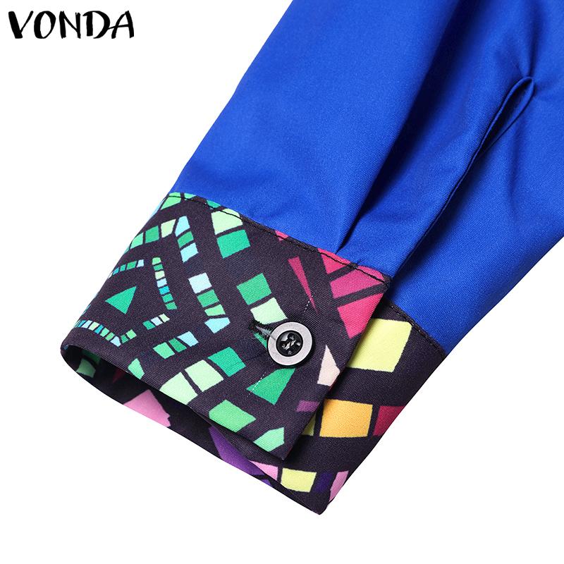 VONDA Zweiteiliges Set für Damen, großes Rundhalsausschnitt, lange Ärmel, bedrucktes Oberteil, einfarbig, lockere Hosen