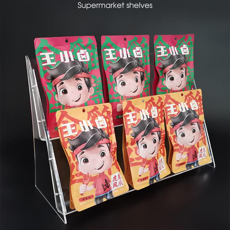 Clear Acrylic Display Stand Snack Shelf Mask Perfume Storage Rack Food Ladder Shelf Supermarket Cigarettes Book Magazines Holder