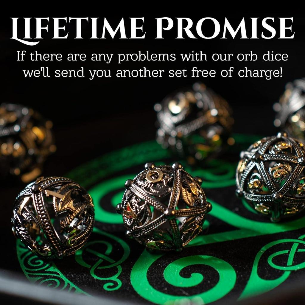 Set di Dadi Metallici per DND, Design Unico a Sfera Rotonda Vuota per un Migliore Rotolamento, Bellissimo Set di Dadi Metallici Drago per D&D, Giochi di Ruolo