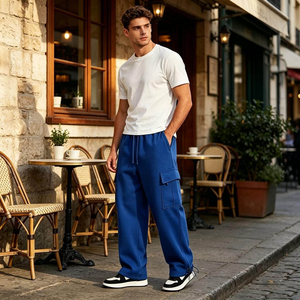 Men's Casual Cargo Pants with Multiple Pockets Loose Fit for Everyday Wear