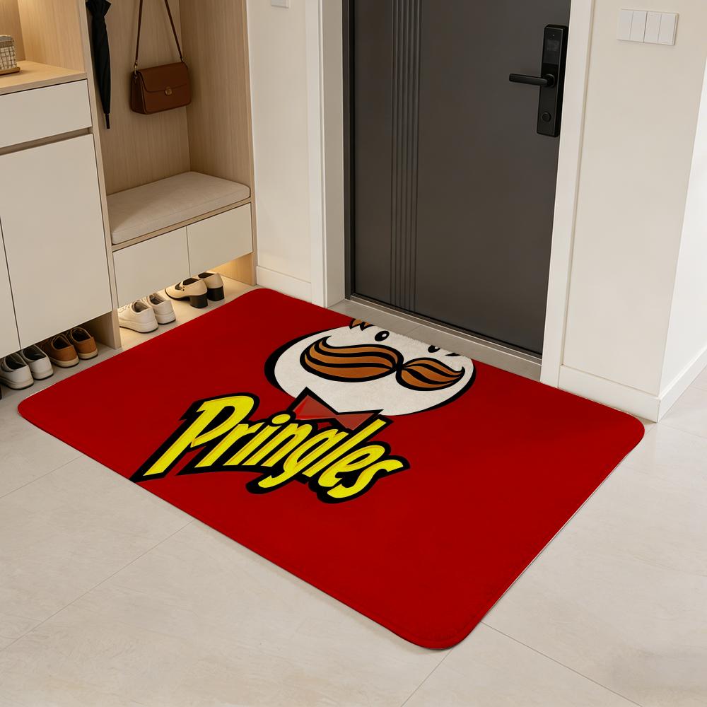 snack P-Pringles Floor Mat Flannel Door Mat Non-Slip Absorbent Washable Indoor Home Rug