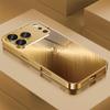 Golden Love Heart Pattern Gold Metallic Paint Glass Phone Case For iPhone 17 Pro Max 11 12 13 14 15 16 Plus 17Air 16E Cover