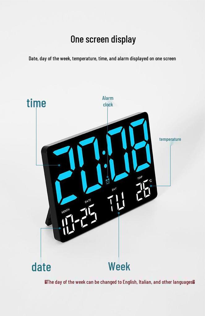 Multifunctional Large Screen Clock: Wall & Tabletop Use, Simple Style for Living Room with Alarm 0717