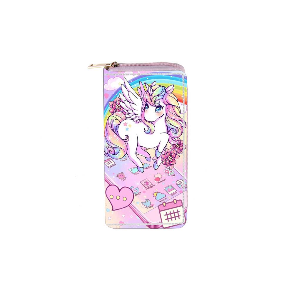 Neue Geldbörse Einhorn lange Reißverschluss-Geldbörse Geldbörse Geldbörse Kartenetui