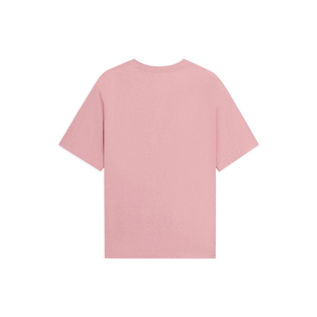 Li Ning Vital Essential Chinese Character Embroidery Solid Color Round Neck Casual Short Sleeve T-Shirt Unisex T-Shirt Soft-Mist-Pink AHSSB43-2