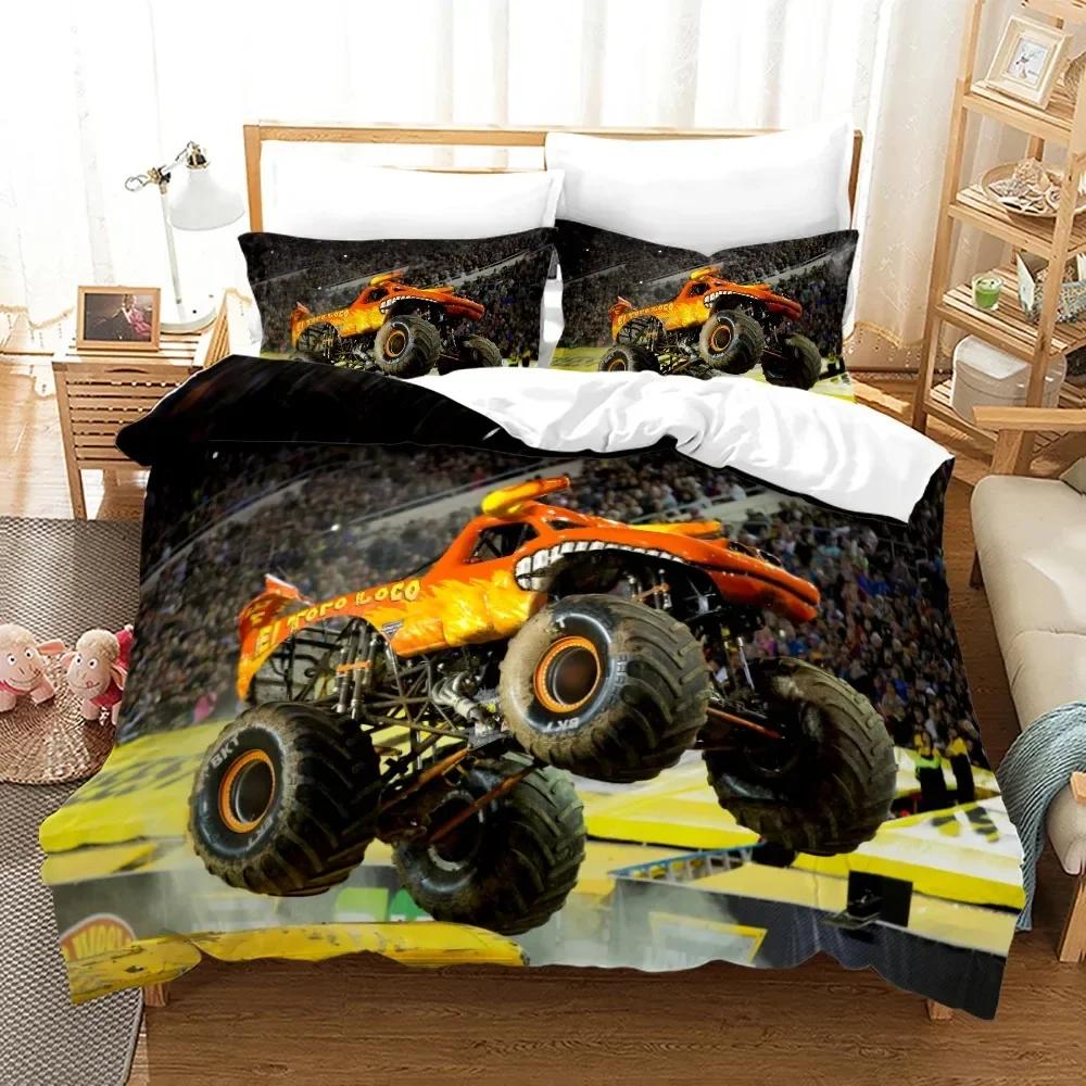 3D Print Anime Monster Jam Bedding Set Single Twin Full Queen King Size Monster Jam F1 Bed Set Teenager Bedroom Duvet cover Sets