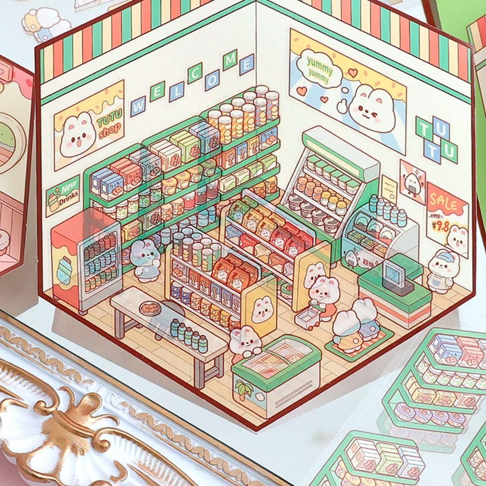 Decorative Miniature Scene 3D Stickers 3D Landscape Notebook Sticker Gifts Landscaping Stickers