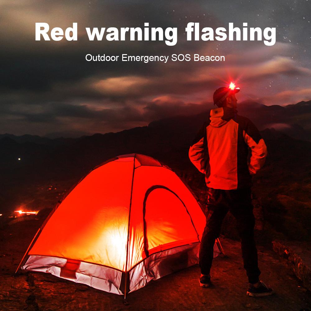 1000LM EDC Super Bright Headlamp USB Rechargeable Head Torch Red Light Mode Running Emergency Mining Safety Tiltable Head Torch