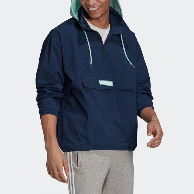 Adidas Originals Trébol Cremallera de Cuarto Casual Deportivo Sudadera con Capucha Chaqueta Hombre Tops Azul Marino HB1821