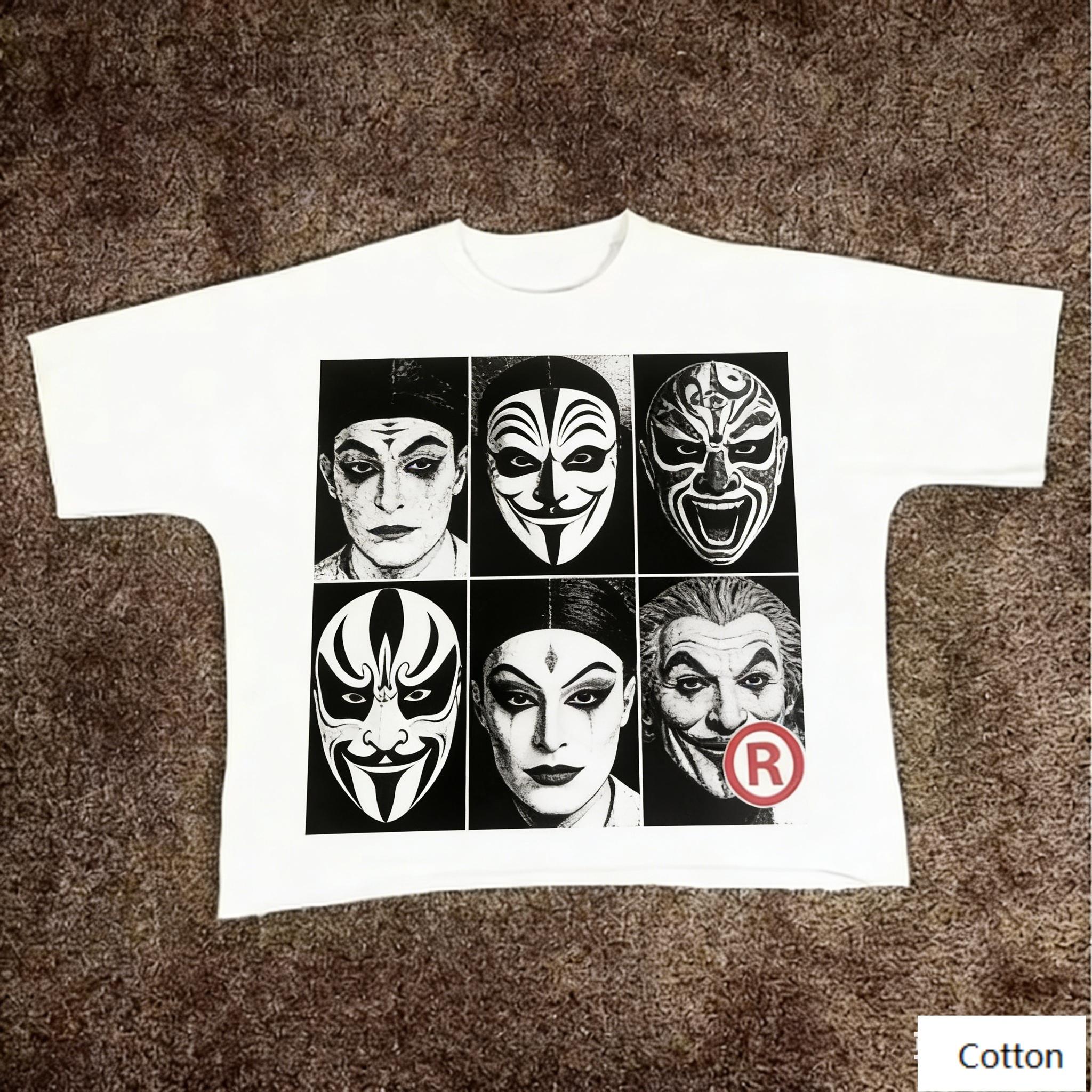 

Vintage Retro High Street Unisex Cotton TShirt with Retro Character Collage Art Retro Streetwear Tee M