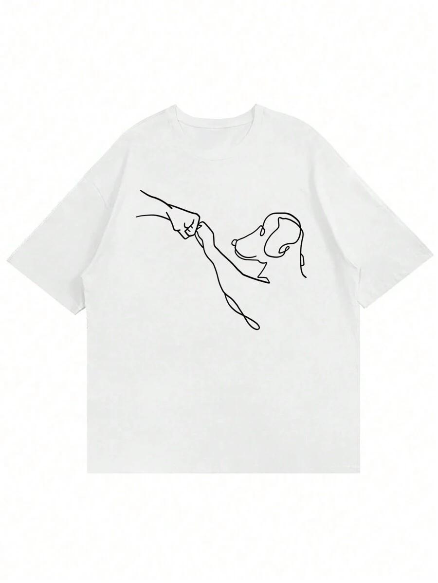 Unisex s Fashionable Dog Print Short Sleeve T-Shirt XL фото