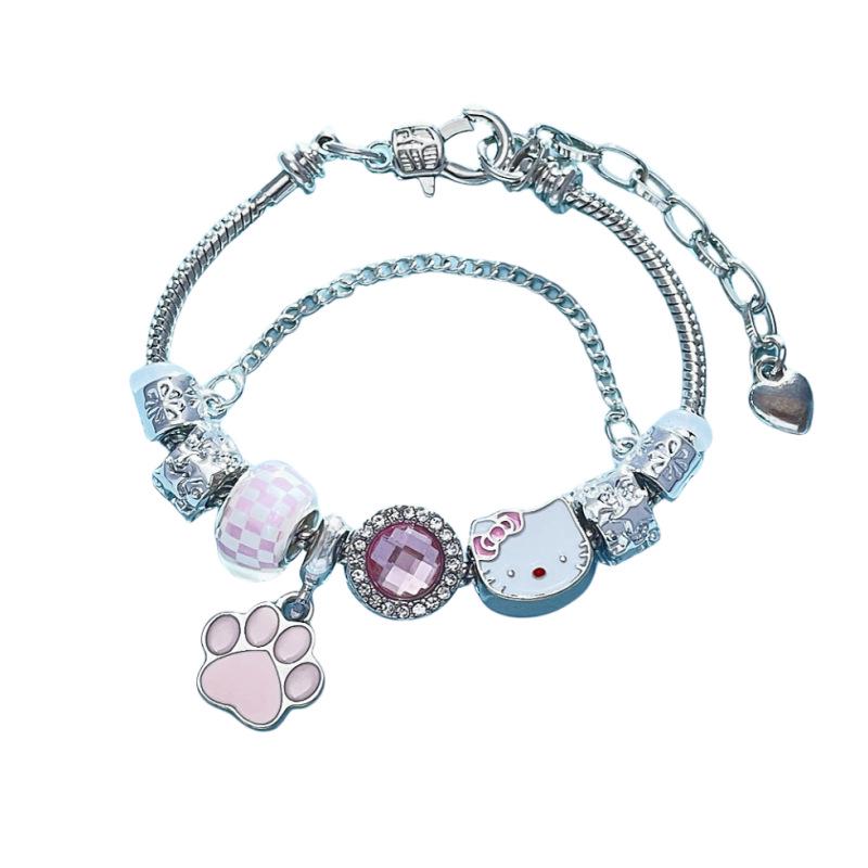 Pan's KT Cat Parent-Child DIY Beaded Bracelet - Cute Cartoon Christmas Gift