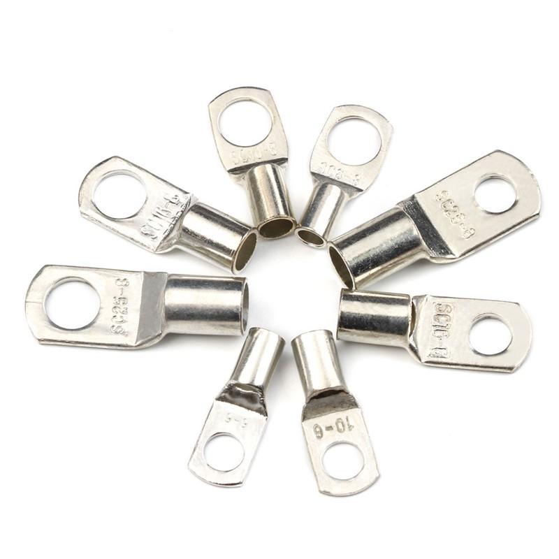 60pcs Battery Bare Copper Ring Lug Terminals Connector Wire Gauge SC6-25 Kit US