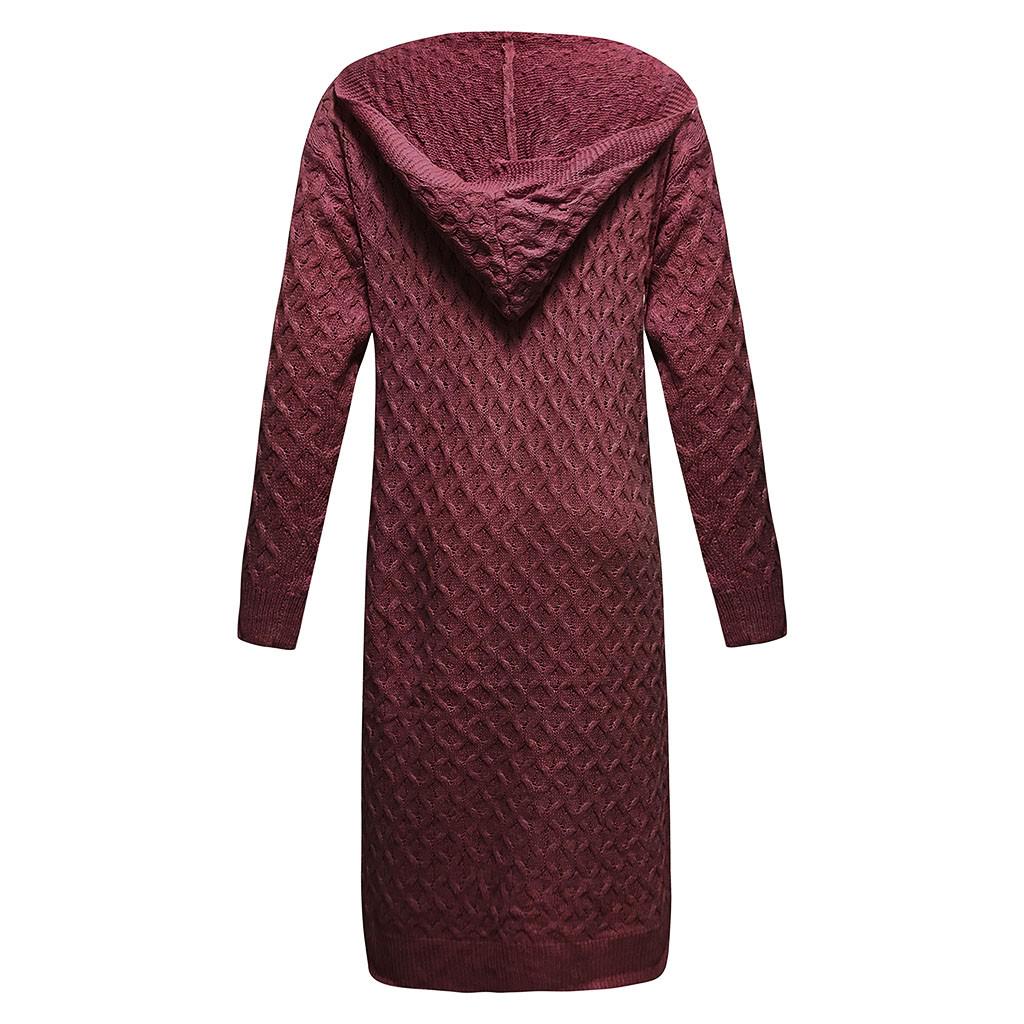Winter Warm New Fashion Women Long Knitted Sweater Hooded Cardigan Coat