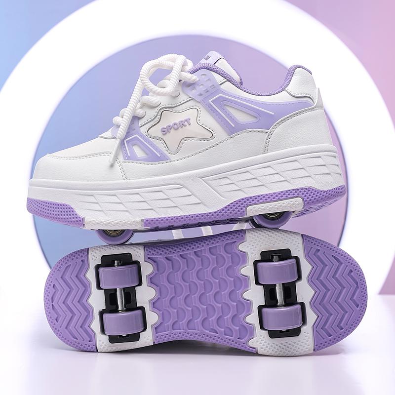 Scarpe a rotelle a quattro ruote da ragazzo autunnali pattinaggio a rotelle rimovibili scarpe da pattinaggio da studente scarpe da bambino con ruote