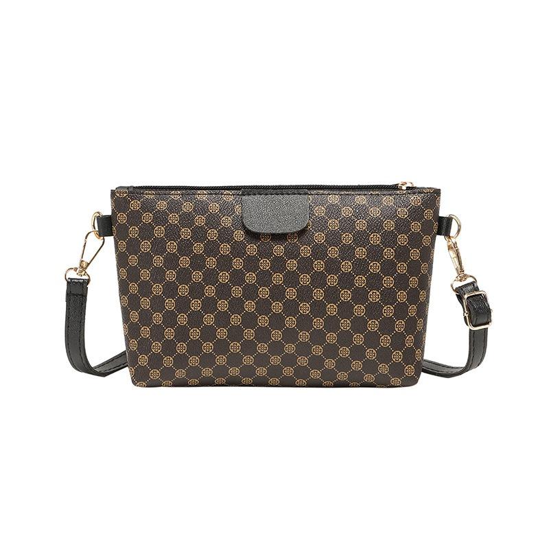 Retro printed shoulder messenger women's bag, a new fashion trend zipper small square bag