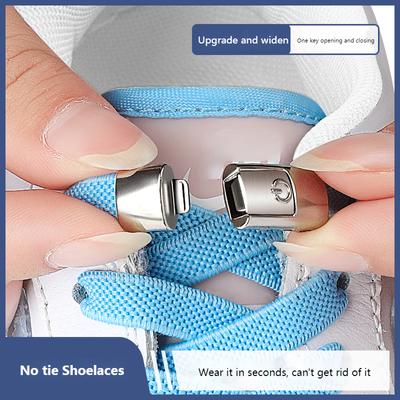 Schnürsenkel zum Binden, Schnürsenkel mit Druckverschluss, ohne Bänder, elastische Schnürsenkel, für Sneaker, Kinder und Erwachsene, 8 mm, verbreiterte flache Schnürsenkel für Schuhe