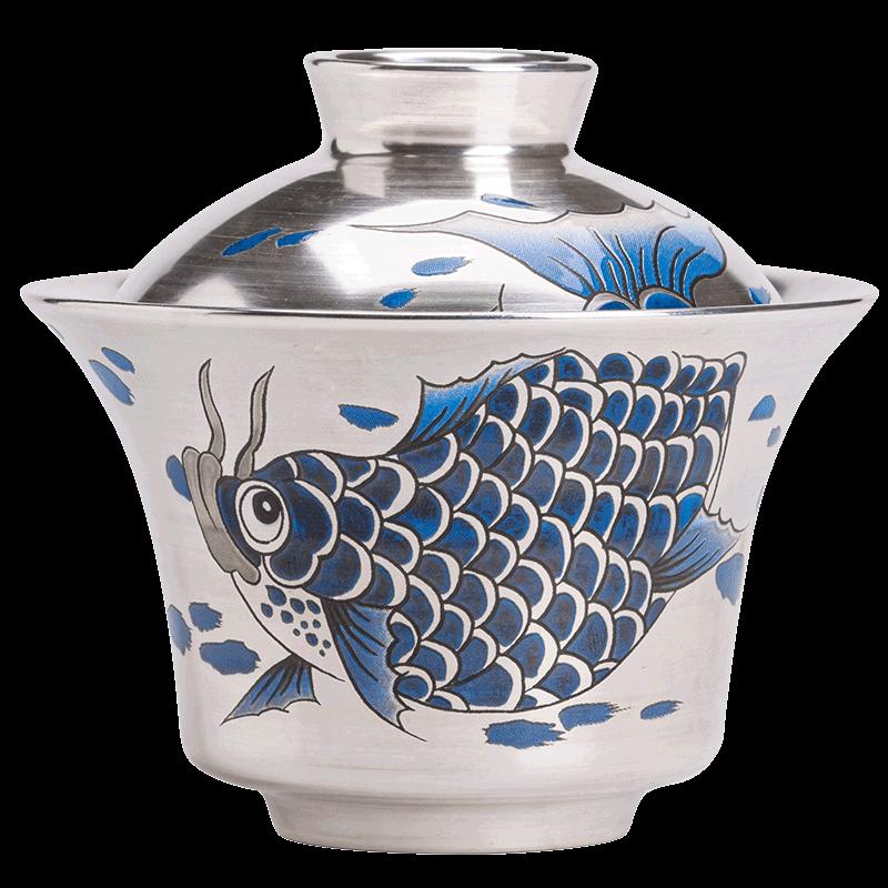 SUSHI CERAMICS Gilded Silver Arowana Gaiwan