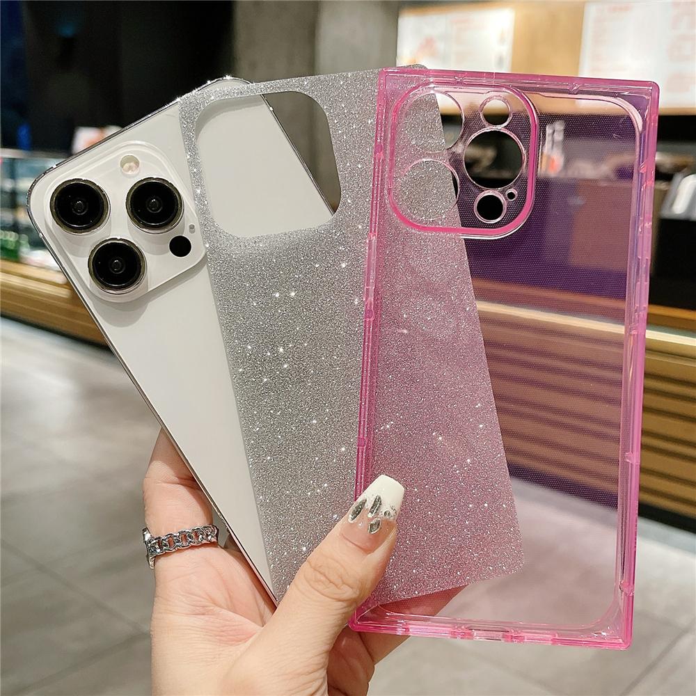 Luxury Transparent Glitter Fluorescent Transparent Case For iPhone 16 14 11 12 13 15 Pro Max 14/15/16 Plus INS Soft Silicone Cover