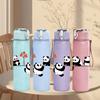1PC Two Hugging Panda Bears Pattern 750ml Color Plastic Sports Water Bottle Leakproof Flip Straw Lid Suitable for Sports Office Home Use