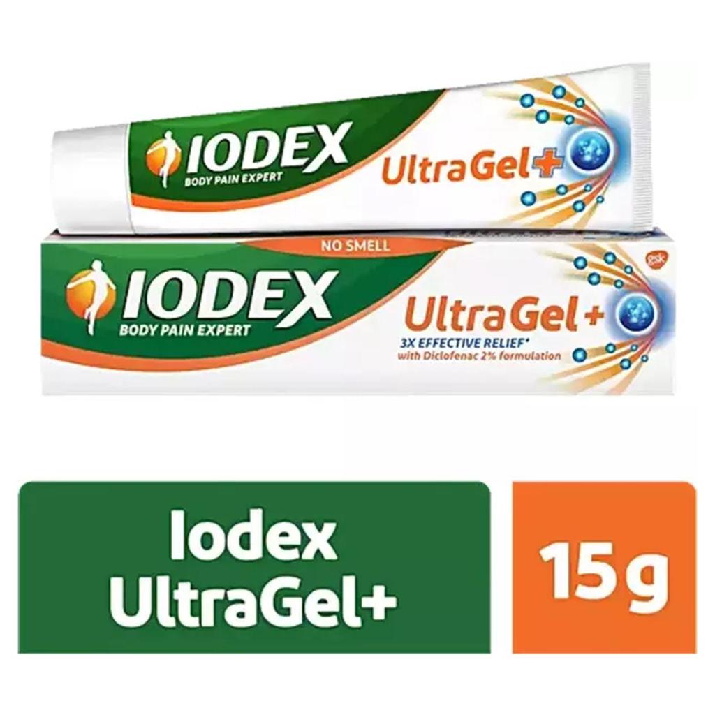 Iodex Ultra Gel+ 15GM Pain Relief Gel for Neck Shoulder Joint and Back Pain with Fast Absorption