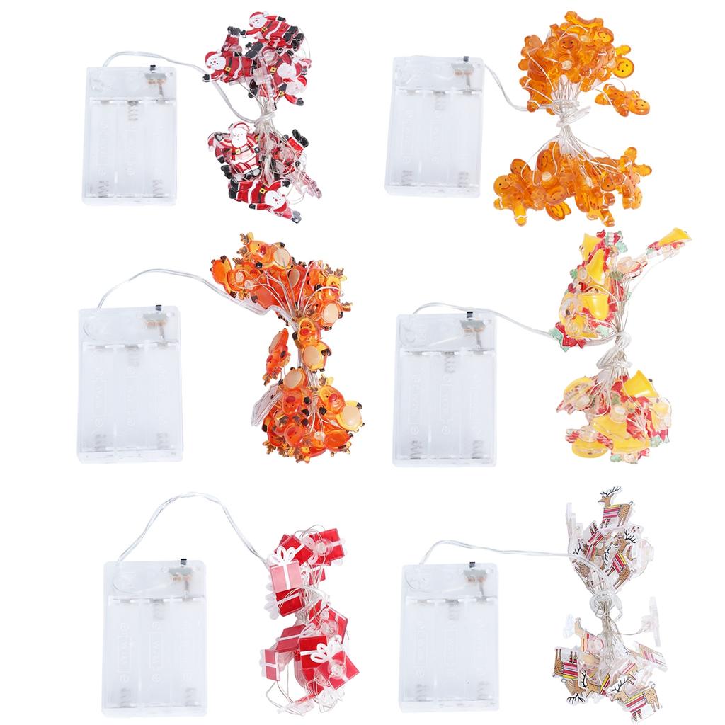 Vánoční závěsná ozdoba klip měděný drát světelný řetěz Santa sněhulák sněhová vločka sob dárková krabička cukrová hůl sváteční dekorace lampa