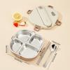 WORTHBUY Cute 304 Stainless Steel Divided Lunch Box With Cutlery Heatable Large Capacity Sealed Food Container Set For Student