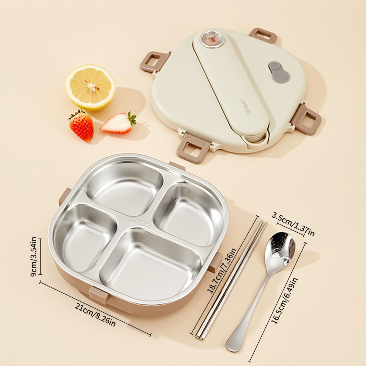 

Large Capacity Lunch Food Container With Cutlery 3/4 Grid Leak-proof Divided Bento Box Student Children s Lunch Box Microwave 800ml