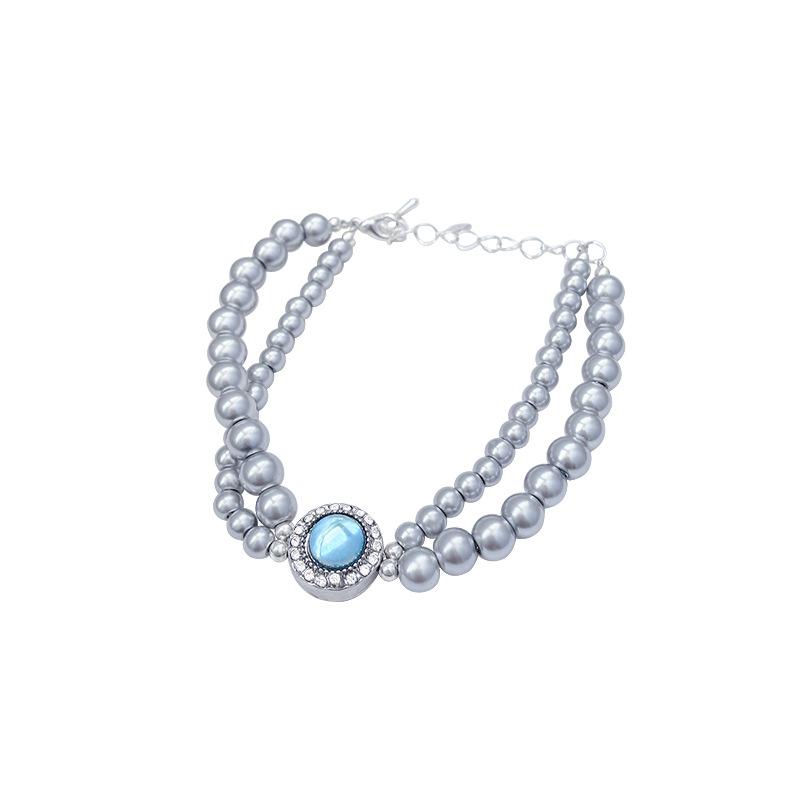 2025 Popular Aquamarine Pearl Bracelet Women's Light Luxury Design Double-layer Bracelet Jewelry