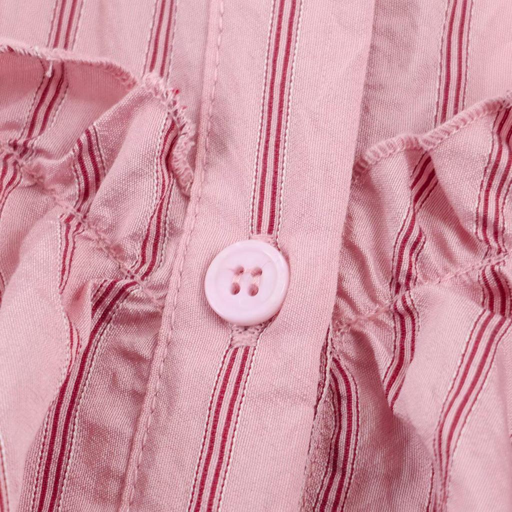 TAOP&ZA Women's Ruffle Stripe Layered Shirt - Spring 2026 Arrival