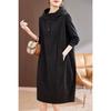 Fashion Casual Dress for Women: Autumn Korean Style Hooded Color Block Patchwork Long Dress
