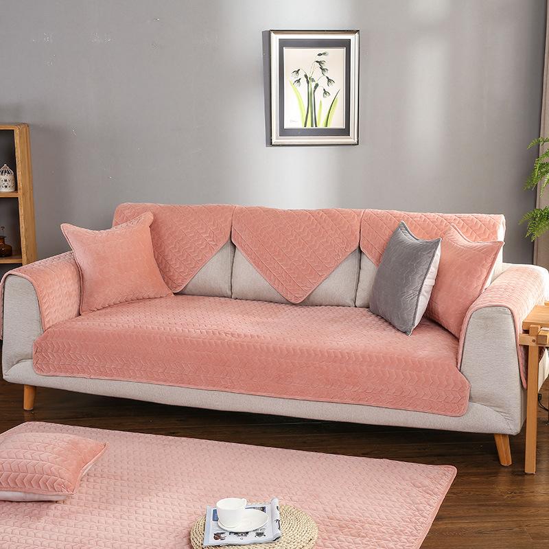 Soft Thick Comfortable Crystal Velvet Sofa Cover Short Plush Non-slip Sectional Sofa Towel Winter Warm Sofa Mat for Living Room