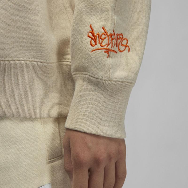 Jordan X Shelflife Logo Print Crewneck Long Sleeve Sweatshirt Women Sweatshirt Fawn DV7015-206