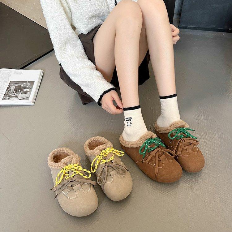 Fashion Women's Casual Fur Slippers Suede Mule Loafers Plus Size Low Top Plush Luxurious Soft Flat Round Toe Parker Hoof Heel Rome 2025